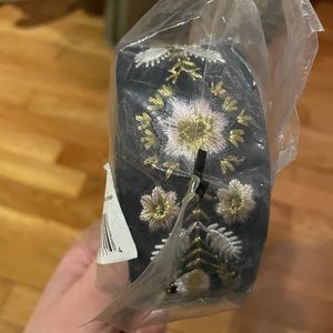 Rebecca Minkoff brand new in packaging embroidered metallic guitar purse strap